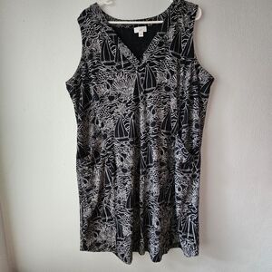 J. Jill Nautical Navy White Print Sleeveless Dress Or Swimcover Women's Size 2X